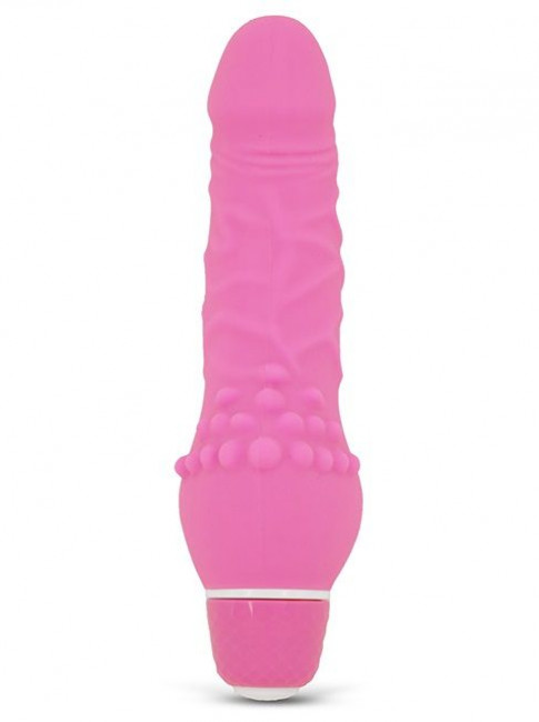 Розовый вибратор с широким основанием PURRFECT SILICONE CLASSIC MINI - 13 см., Dream Toys