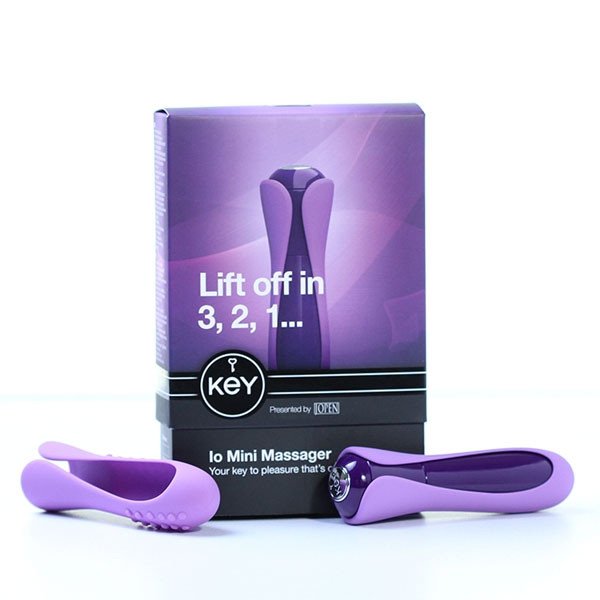 Сиреневый вибратор с двумя сменными насадками Io Lavender - 10,75 см., Jopen