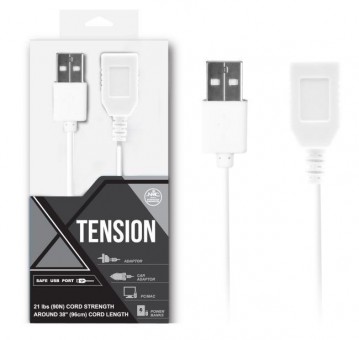 Белый удлинитель USB-провода - 100 см., NMC