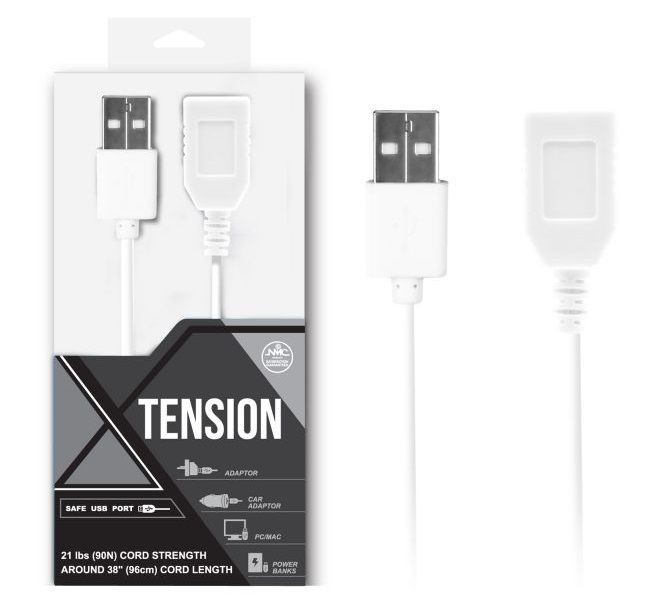 Белый удлинитель USB-провода - 100 см., NMC