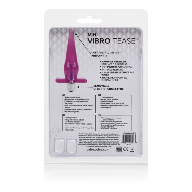 Розовая анальная пробка Mini Vibro Tease - 12,7 см., California Exotic Novelties