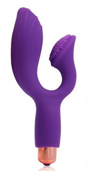 Фиолетовый вибромассажер Cosmo с отростком для стимуляции клитора, Bior toys