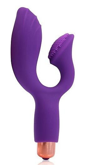 Фиолетовый вибромассажер Cosmo с отростком для стимуляции клитора, Bior toys
