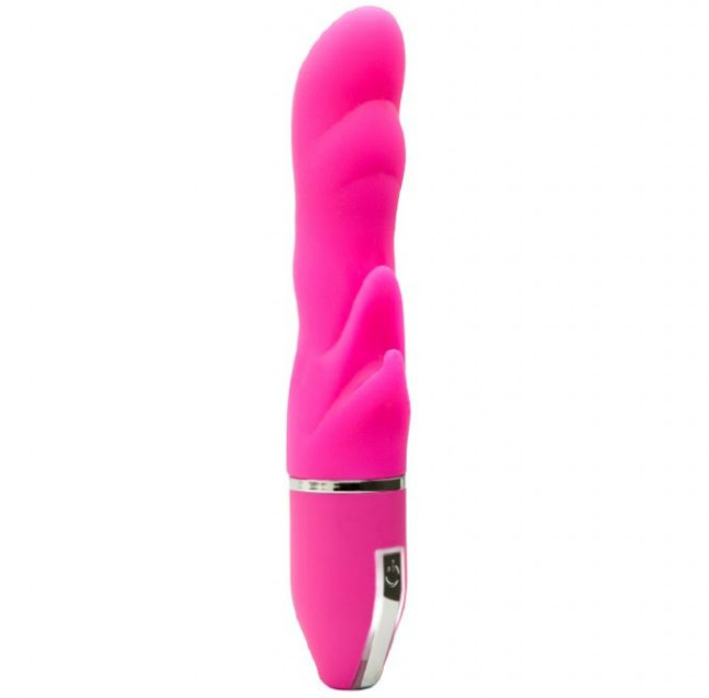Розовый волнообразный вибратор PURRFECT SILICONE DELUXE VIBE - 15 см., Dream Toys