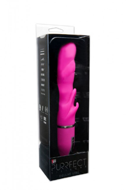 Розовый волнообразный вибратор PURRFECT SILICONE DELUXE VIBE - 15 см., Dream Toys