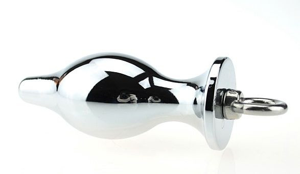 Серебристая металлическая анальная пробка с кольцом - 7 см., 4sexdreaM