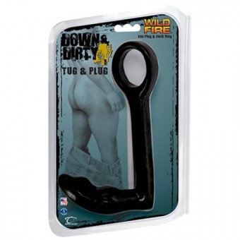 Эрекционное кольцо с анальным стимулятором Down & Dirty 4.5 Tug & Plug Ass Plug & Cock Ring, Topco Sales