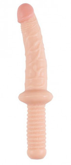 Телесный фаллоимитатор с ручкой BIGSTUFF DONG WITH HANDLE - 32 см., Dream Toys