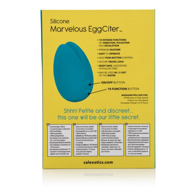 Голубой вибромассажер Mini Marvels Silicone Marvelous Eggciter, California Exotic Novelties