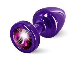 Фиолетовая пробка ANNI round Purple T1 Fuschia с малиновым кристаллом - 6 см., DIOGOL Фиолетовая пробка ANNI round Purple T1 Fuschia с малиновым кристаллом - 6 см., DIOGOL