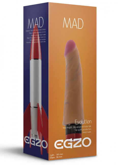 Реалистичный мультискоростной вибратор без мошонки Mad Rocket - 18,5 см., EGZO Реалистичный мультискоростной вибратор без мошонки Mad Rocket - 18,5 см., EGZO