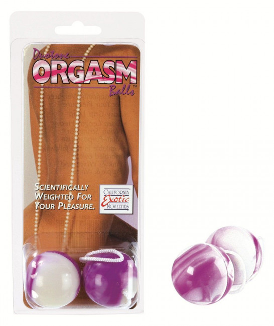 Бело-фиолетовые вагинальные шарики Duotone Orgasm Balls, California Exotic Novelties