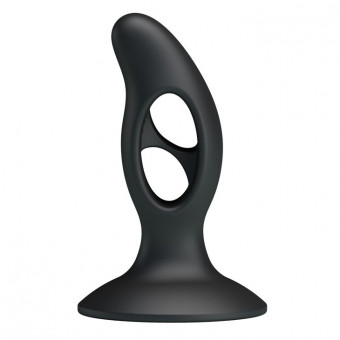 Чёрный массажёр простаты Silicone Butt Plug - 9,3 см., Baile