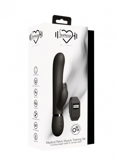 Черный вибромассажер-кролик Kegel Rabbit с браслетом - 22,5 см. Черный вибромассажер-кролик Kegel Rabbit с браслетом - 22,5 см.