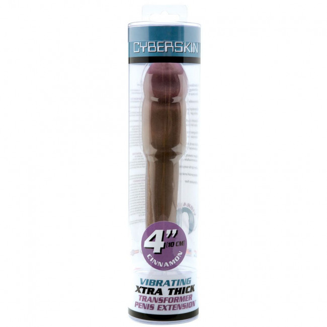 Удлиняющая насадка с вибрацией CyberSkin- 4 inch Xtra Thick Vibrating Transformer Penis Extension Dark - 22 см., Topco Sales