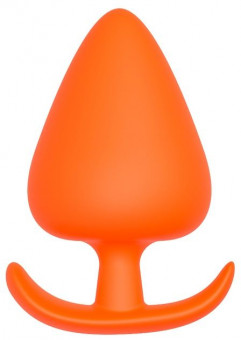 Оранжевая анальная пробка PLUG WITH T-HANDLE - 7,7 см.