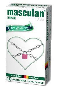 Чёрные ультрапрочные презервативы Masculan Ultra Strong - 10 шт., Masculan