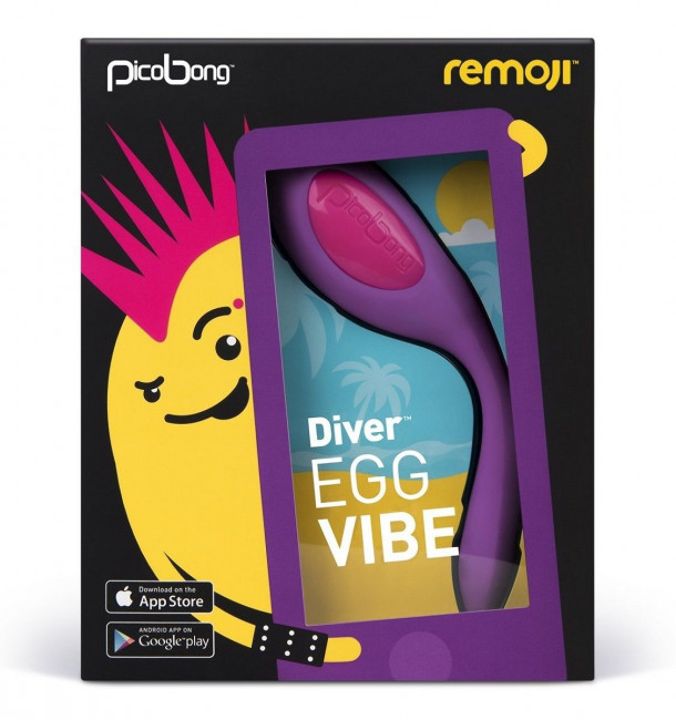 Фиолетовый вибростимулятор DIVER EGG VIBE с управлением при помощи смартфона, PicoBong