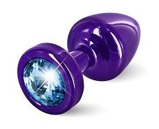 Фиолетовая пробка с голубым кристаллом ANNI round Purple T1 Blue - 6 см., DIOGOL
