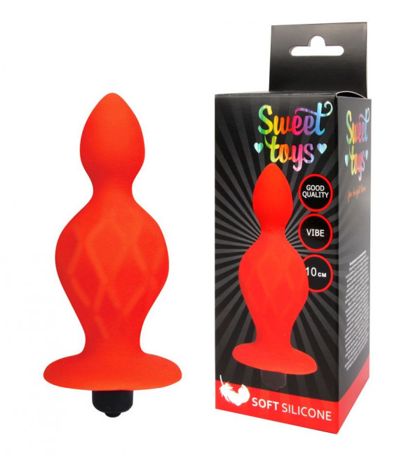Красная коническая анальная вибровтулка - 10 см., Bior toys Красная коническая анальная вибровтулка - 10 см., Bior toys