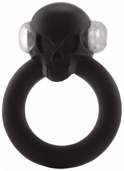 Чёрное виброкольцо Shadow Skull Cockring с черепом, Shots Media BV