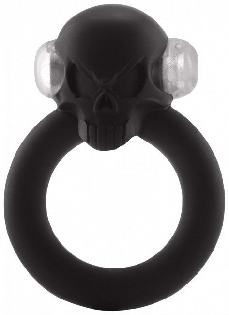 Чёрное виброкольцо Shadow Skull Cockring с черепом, Shots Media BV