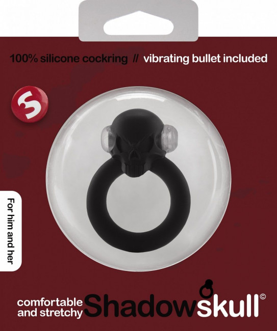 Чёрное виброкольцо Shadow Skull Cockring с черепом, Shots Media BV