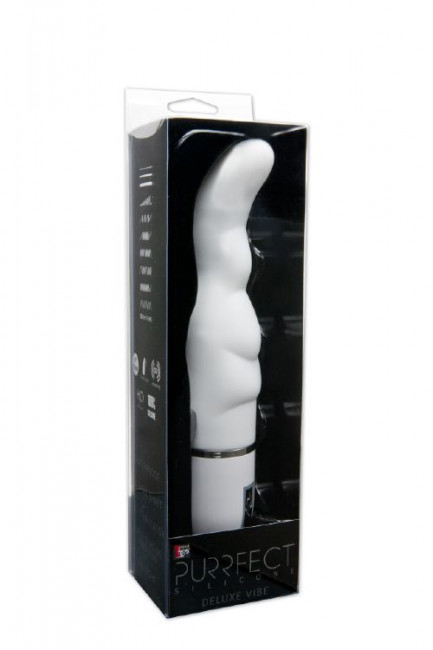 Белый фигурный вибратор PURRFECT SILICONE DELUXE VIBE - 15 см., Dream Toys