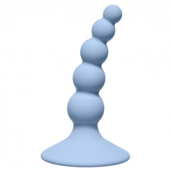 Голубая анальная пробка Ribbed Plug Blue - 10,5 см., Lola toys