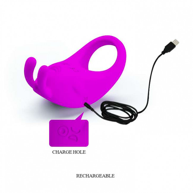 Лиловое эрекционное кольцо с вибрацией Rabbit Vibrator, Baile