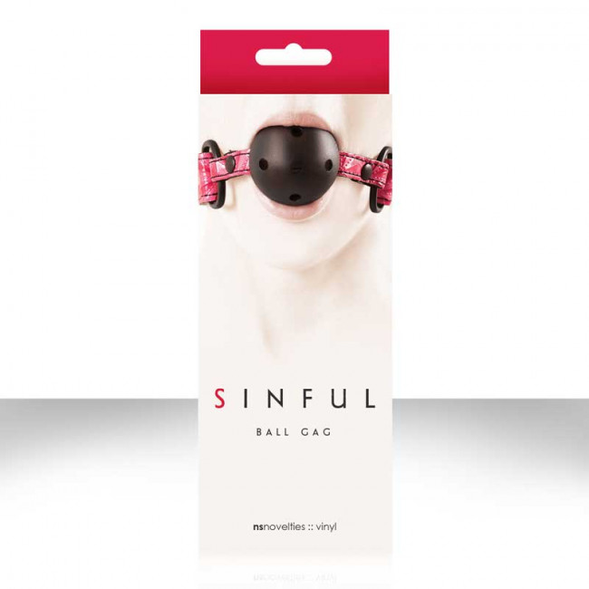 Розовый виниловый кляп SINFUL BALL GAG, NS Novelties