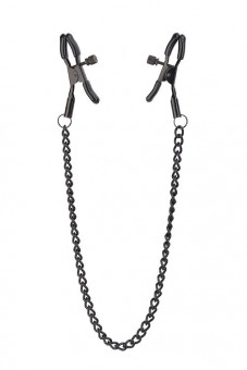 Черные зажимы на соски на цепочке BLAZE DELUXE NIPPLE CLAMPS