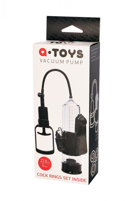 Вакуумная помпа A-toys с вибропулей и эрекционными кольцами, A-toys