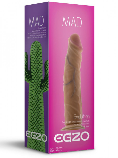 Реалистичный фаллоимитатор без мошонки Mad Cactus - 20,5 см., EGZO