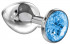Большая серебристая анальная пробка Diamond Light blue Sparkle Large с голубым кристаллом - 8 см., Lola toys