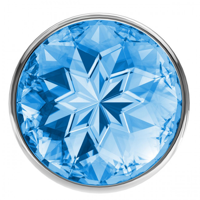 Большая серебристая анальная пробка Diamond Light blue Sparkle Large с голубым кристаллом - 8 см., Lola toys