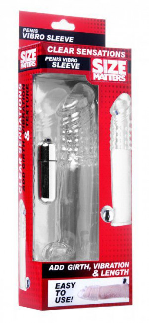 Прозрачная насадка с массажными точками и вибрацией Size Matters - 14 см., XR Brands