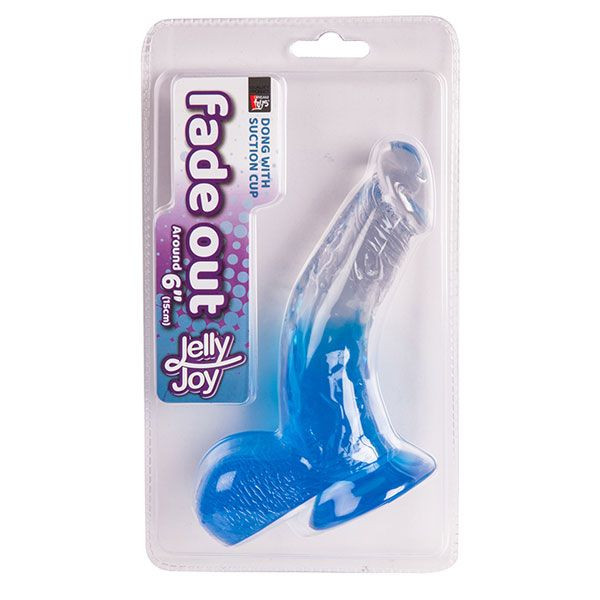 Синий фаллоимитатор с прозрачной верхней частью JELLY JOY FADE OUT DONG 6INCH - 15,2 см., Dream Toys