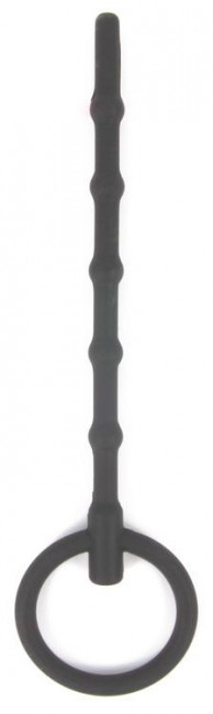 Чёрный силиконовый уретральный стимулятор с кольцом - 11,5 см., Bior toys Чёрный силиконовый уретральный стимулятор с кольцом - 11,5 см., Bior toys