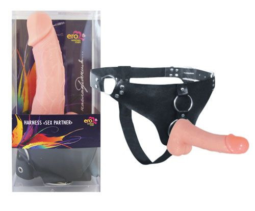 Реалистичный фаллос телесного цвета на трусиках Sex Partner - 18 см., Bior toys