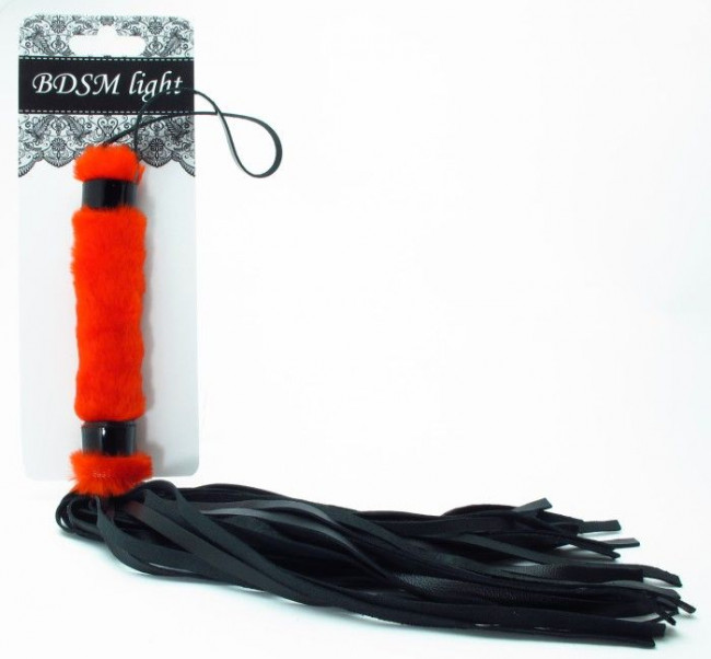 Нежная плеть с красным мехом BDSM Light - 43 см., БДСМ Арсенал