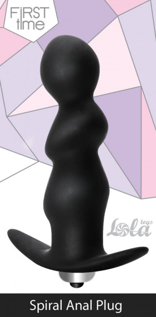 Чёрная анальная пробка с вибрацией Spiral Anal Plug - 12 см., Lola toys Чёрная анальная пробка с вибрацией Spiral Anal Plug - 12 см., Lola toys