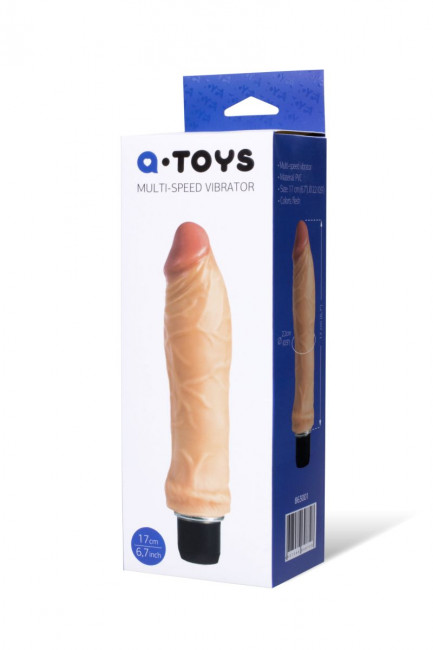 Телесный вибратор с увеличенной верхней частью - 19 см., A-toys
