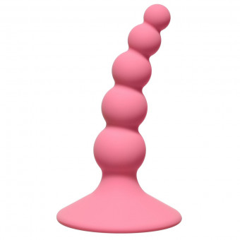 Розовая анальная пробка Ribbed Plug Pink - 10,5 см., Lola toys