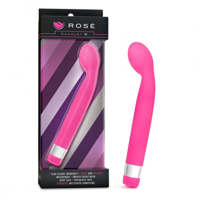Розовый вибратор для массажа G-точки Rose Scarlet G - 17,8 см., Blush Novelties