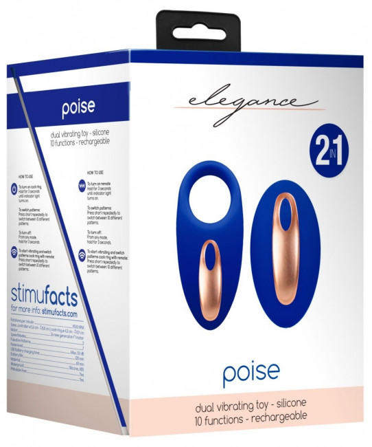 Синее эрекционное виброкольцо Poise с пультом, Shots Media BV