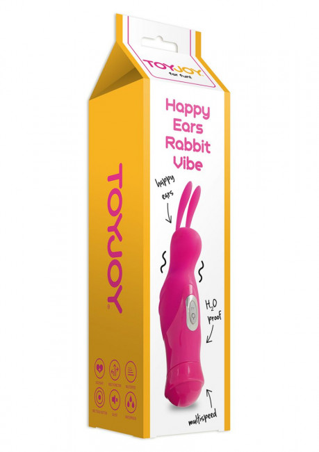 Розовый вибромассажер HAPPY EARS RABBIT VIBE, Toy Joy