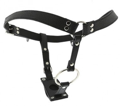 Черные трусики для крепления фаллоимитатора STRING WITH PENIS RING