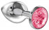 Большая серебристая анальная пробка Diamond Pink Sparkle Large с розовым кристаллом - 8 см., Lola toys