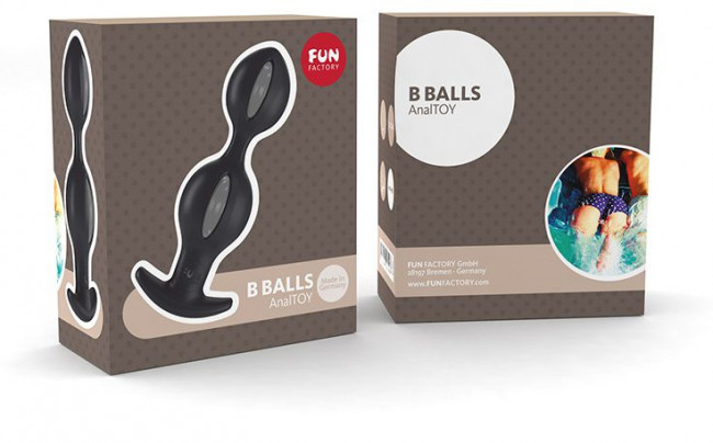 Чёрно-серые анальные шарики B Balls Duo - 12,5 см., Fun Factory